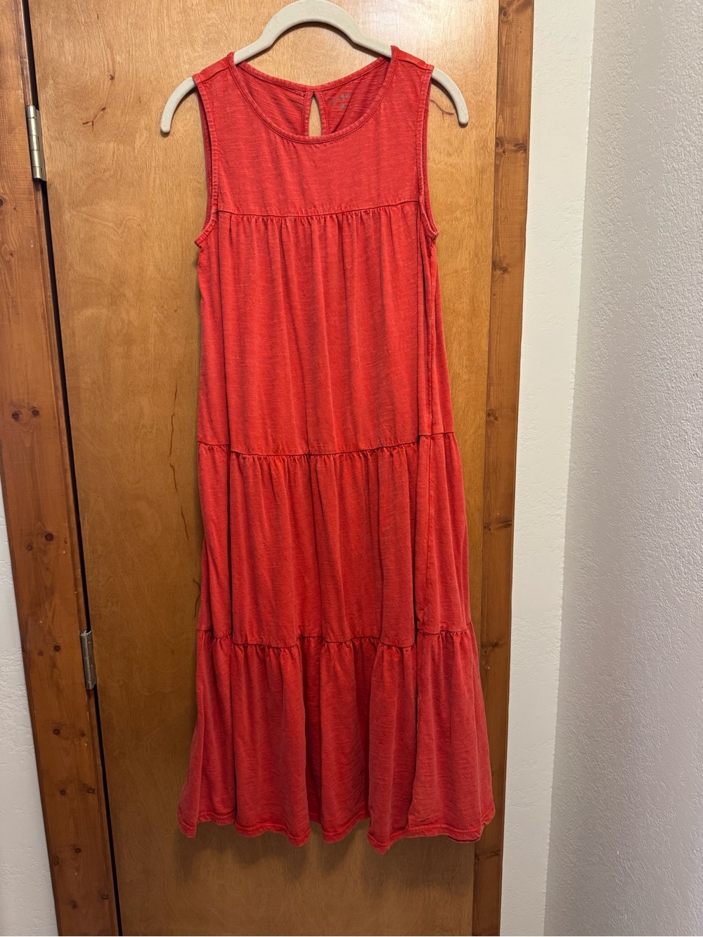 Wonderly Sleeveless Tank Dress in Deep Coral with Back Keyhole Design